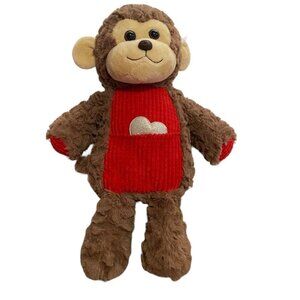 Dan Dee Collector's Choice Monkey Chimp Plush Red Ribbed Tummy Toes Pocket Heart
